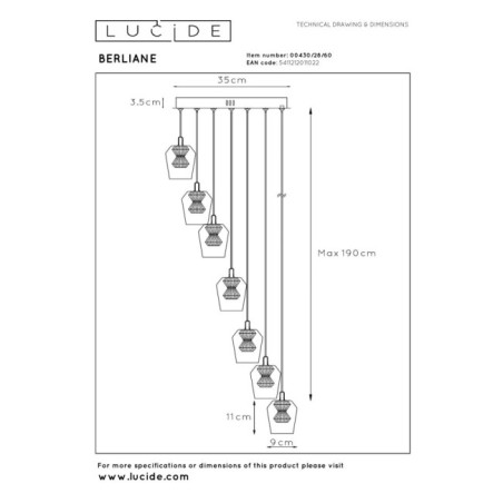 Lámpara colgante LED Berliane (7x4W)