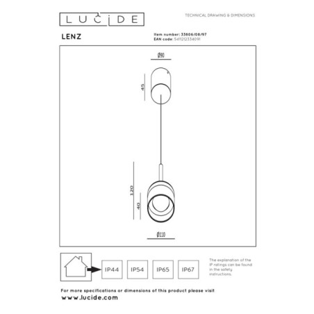 Lámpara colgante de exterior LED Lenz (8W)