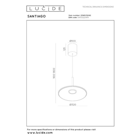 Lámpara colgante LED Santiago (16W)