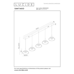 Lámpara colgante LED Santiago (5x10W)