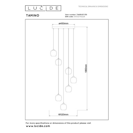 Lámpara colgante LED Tamino (7x7W)