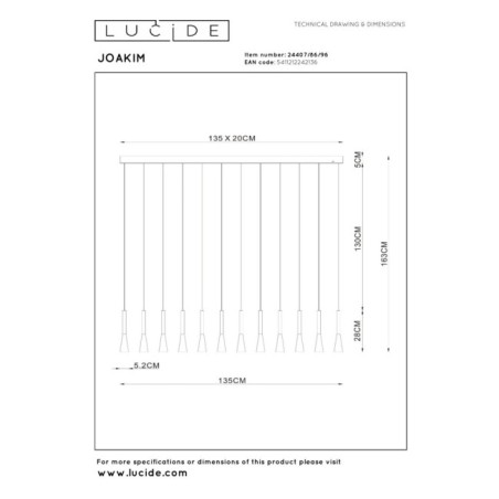 Lámpara colgante LED Joakim (12x7W)