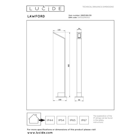 Baliza de exterior LED Lawford II (6W)