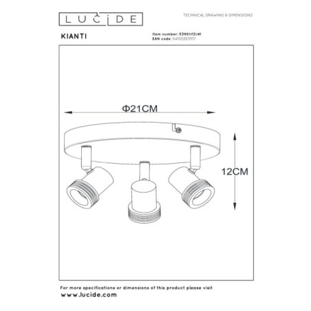Plafón de techo Kianti (3 luces)