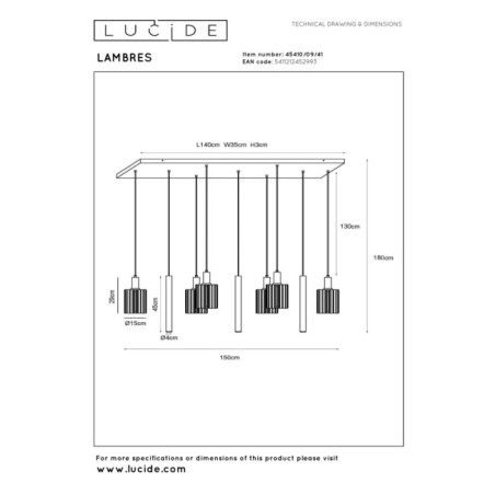 Lámpara colgante Lambres (6 luces)