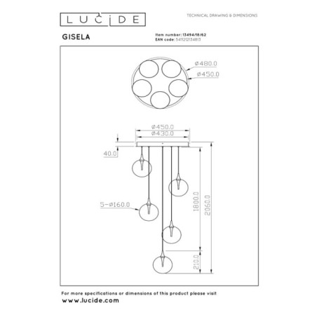 Lámpara de techo LED Gisela (5x3.8W)
