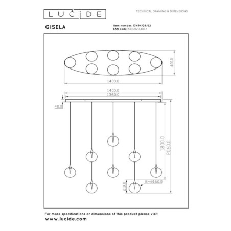 Lámpara de techo LED Gisela (8x3.9W)
