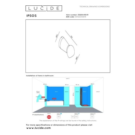 Aplique de pared para baños LED Ipsos (6W)