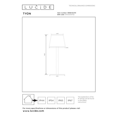 Lámpara de mesa recargable LED Tyon (2W)