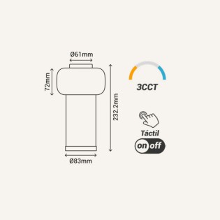 Lámpara de mesa recargable LED Mimo Vita CCT Dim (2.5W)