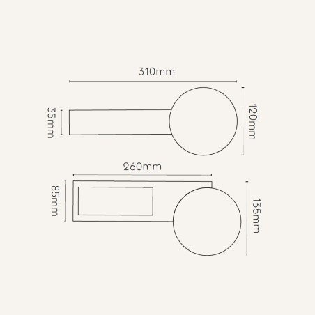 Aplique de pared para baños Verso Horizontal