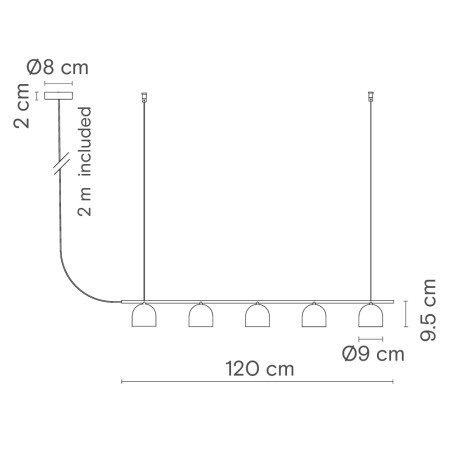Lámpara de techo Rio 9 (5 luces)