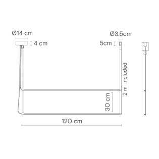 Lámpara colgante LED René Horizontal Duo