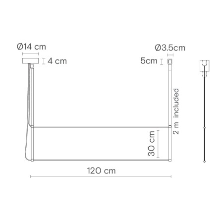 Lámpara colgante LED René Horizontal Duo