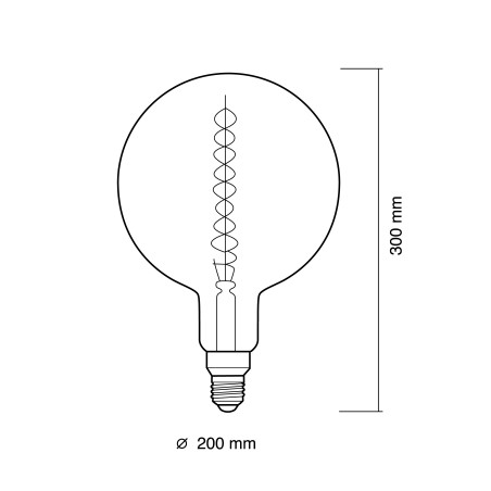 Bombilla LED E27 G200 Ámbar 2700K (12W)