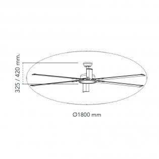 Ventilador de techo LED Avon 180cm. CCT Dim (20W)