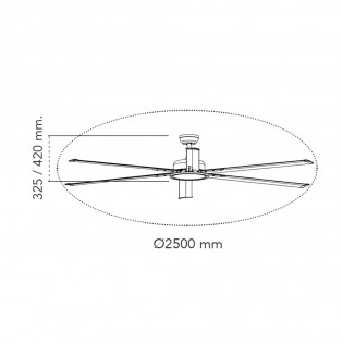 Ventilador de techo LED Avon 250cm. CCT Dim (20W)