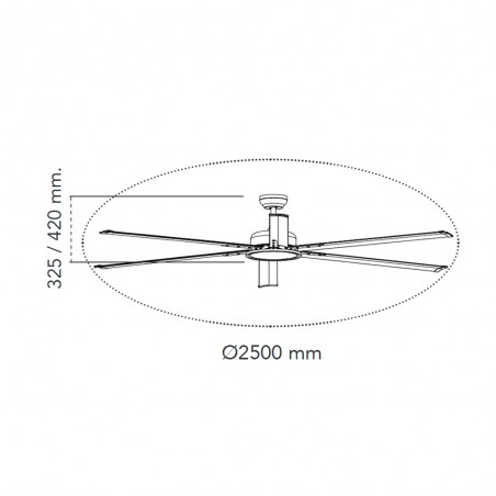 Ventilador de techo LED Avon 250cm. CCT Dim (20W)