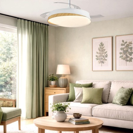 Ventilador LED aspas retráctiles Marte CCT Dim (48W)