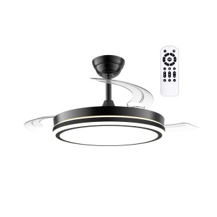 Ventilador LED aspas retráctiles Night Evo M Negro CCT Dim (60W)
