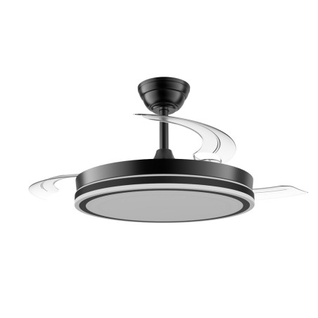 Ventilador LED aspas retráctiles Night Evo M Negro CCT Dim (60W)