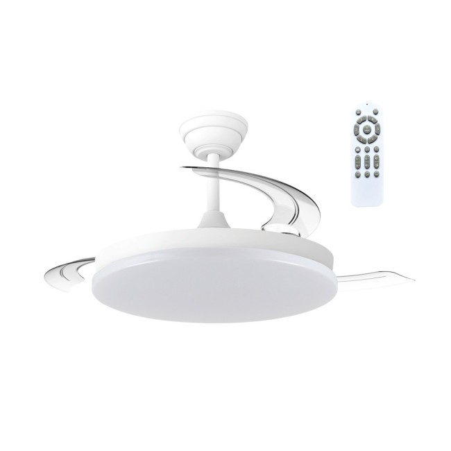 Ventilador LED aspas retráctiles Milky Eco CCT Dim (48W)