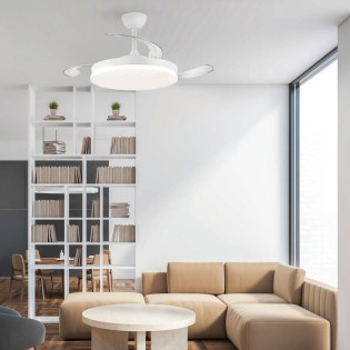 Ventilador LED aspas retráctiles Milky Eco CCT Dim (48W)
