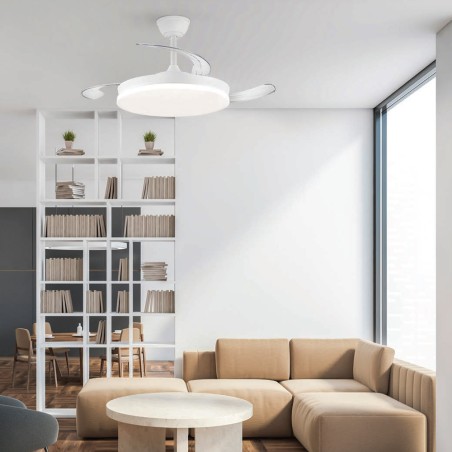 Ventilador LED aspas retráctiles Milky Eco CCT Dim (48W)