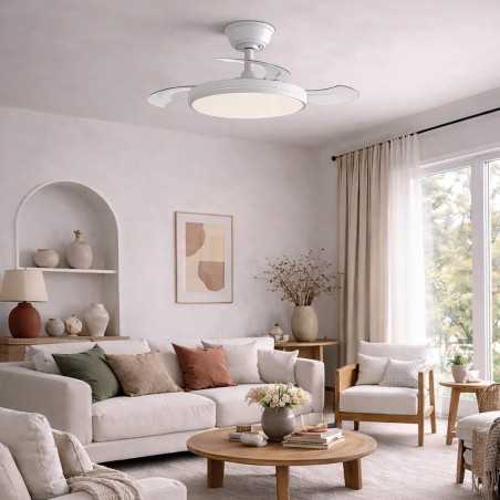 Ventilador LED aspas retráctiles Land CCT Dim (60W)