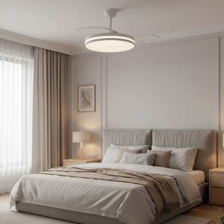 Ventilador LED aspas retráctiles Ferro Eco CCT Dim (48W)