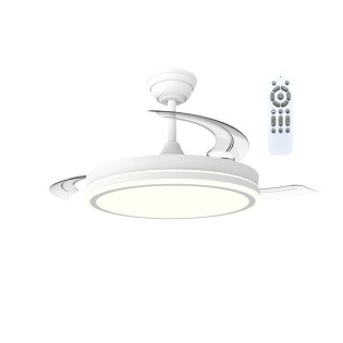Ventilador LED aspas retráctiles Night Eco Blanco CCT Dim (48W)