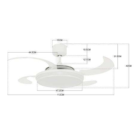 Ventilador LED con aspas retráctiles Evo1 CCT Dim (40W)