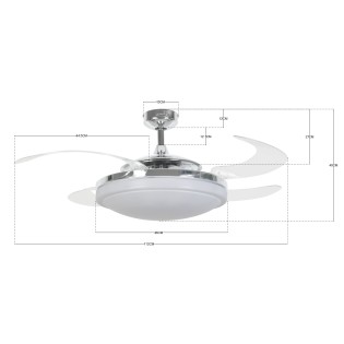 Ventilador de aspas retráctiles con luz Evo2