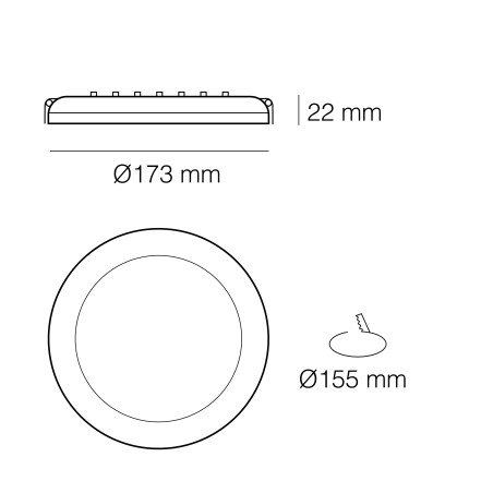 Downlight LED redondo Extraplano 12W