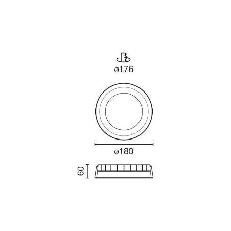Empotrable de techo LED para baños Croc (19W)