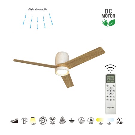 Ventilador de techo LED Cerámica CCT Dim (20W)