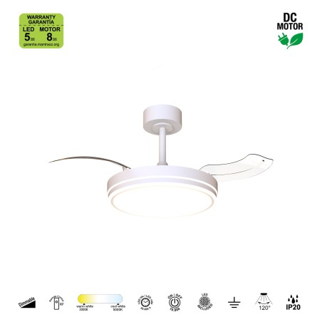 Ventilador LED aspas desplegables Luna S CCT Dim (30W)