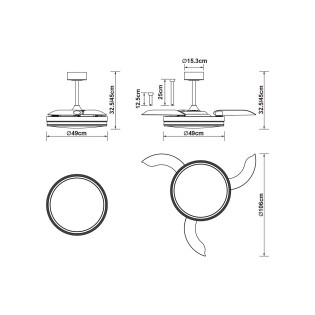Ventilador LED aspas desplegables Luna M CCT Dim (36W)