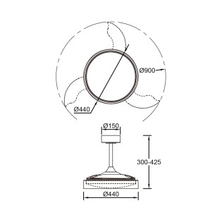 Ventilador LED aspas desplegables Glass Fan CCT Dim (36W)