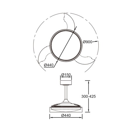 Ventilador LED aspas desplegables Glass Fan CCT Dim (36W)