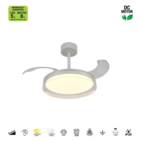 Ventilador LED aspas desplegables Glass Fan CCT Dim (36W)