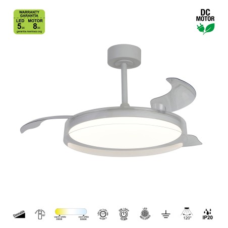 Ventilador LED aspas desplegables Glass Fan CCT Dim (40W)
