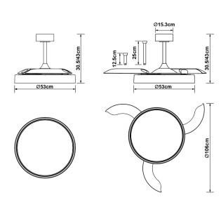 Ventilador LED aspas desplegables Glass Fan CCT Dim (40W)