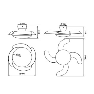 Ventilador LED con aspas desplegables Aloha II CCT Dim (40W)