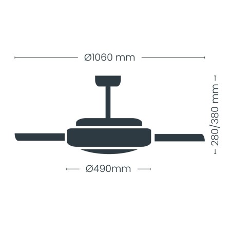 Ventilador LED aspas retráctiles Night Evo M Negro CCT Dim (60W)