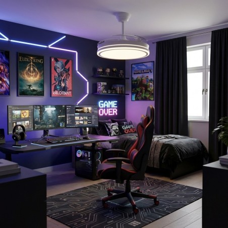 Ventilador LED aspas retráctiles Night Evo M Blanco CCT Dim (60W)