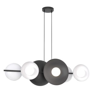 Lámpara colgante Cirion negro+blanco (6 luces)