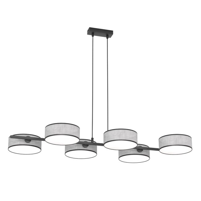 Lámpara colgante Troma gris+negro (6 luces)