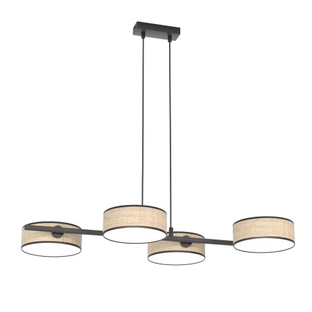 Lámpara colgante Troma ratan+negro (4 luces)