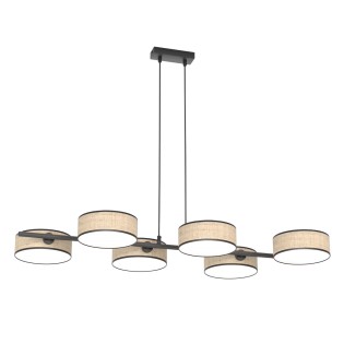 Lámpara colgante Troma ratan+negro (6 luces)